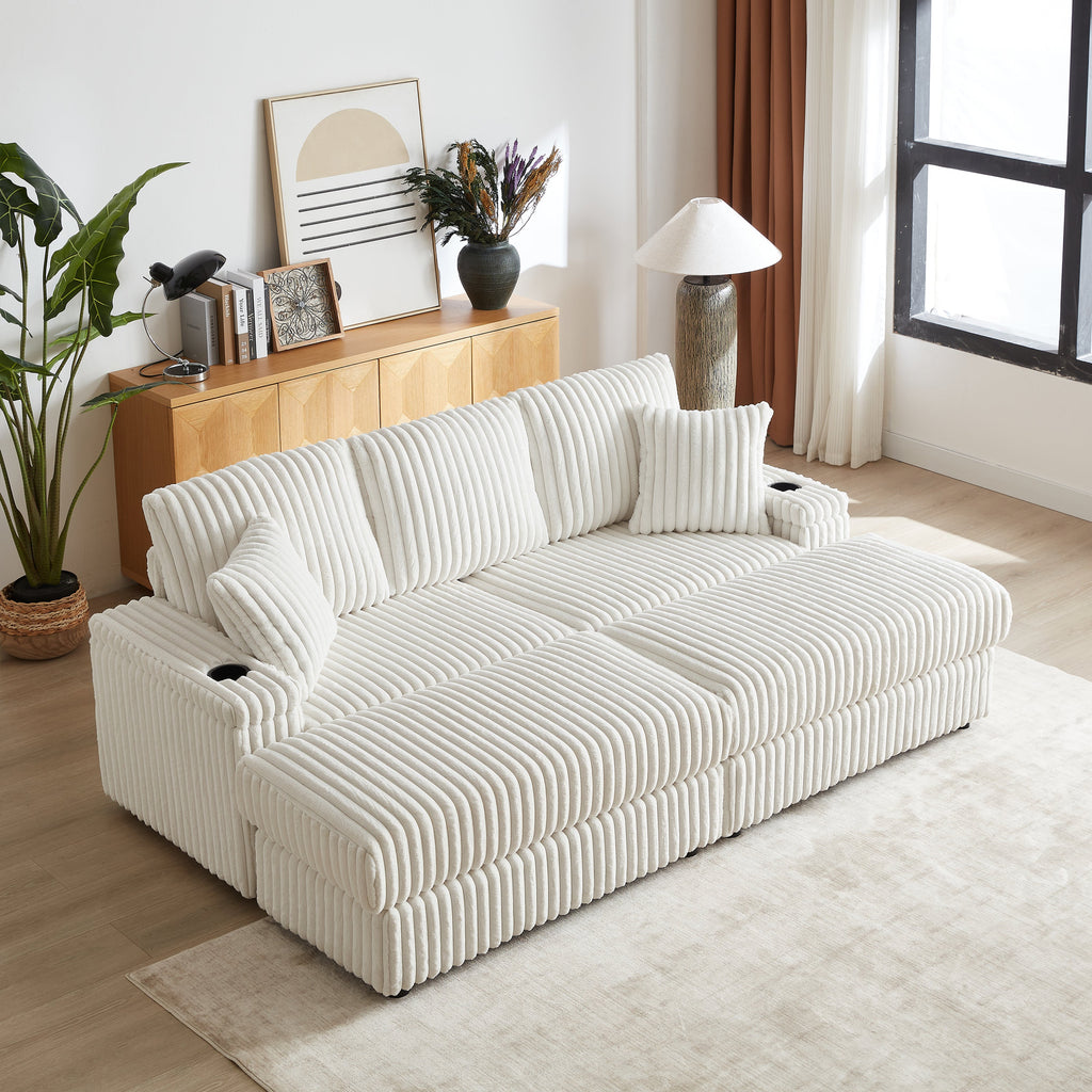 84-Inch Corduroy 3-Seater Sofa