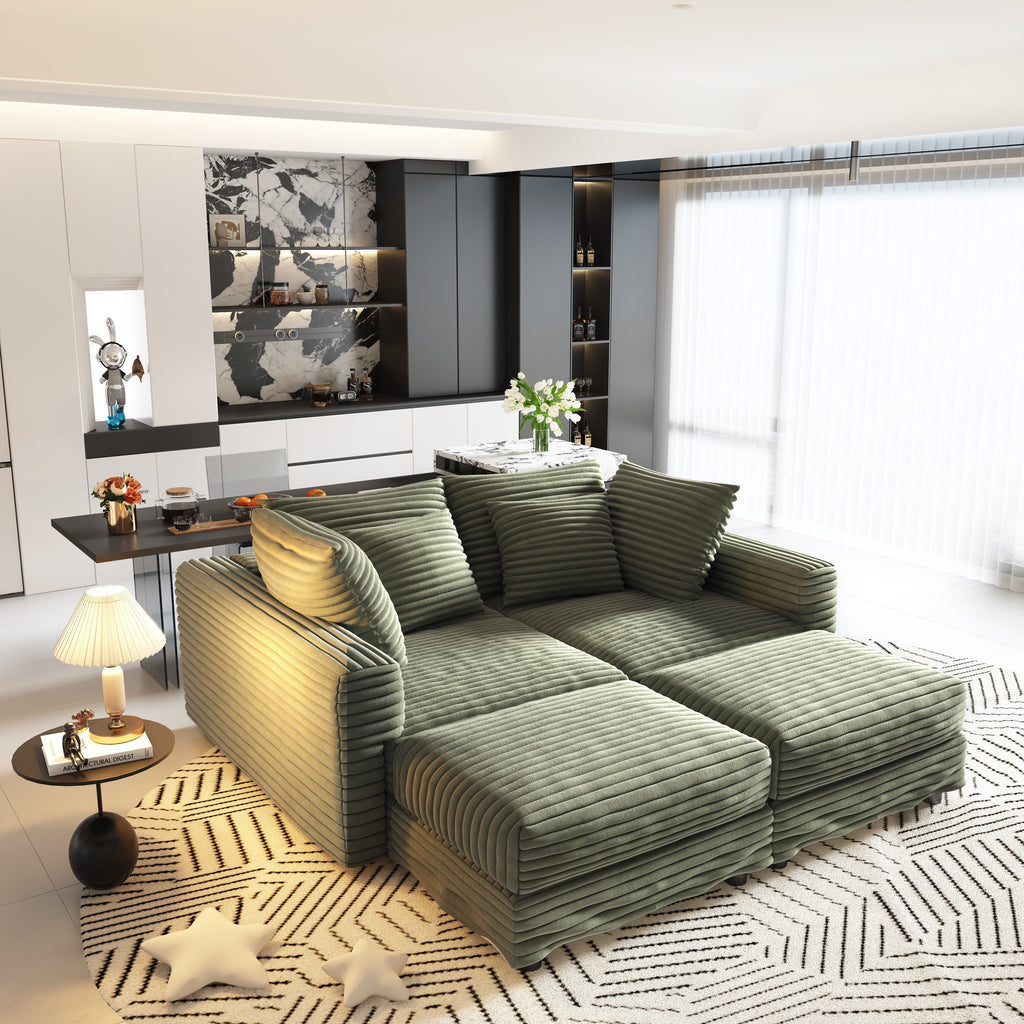 Plush Corduroy 4-Seat Sofa