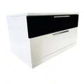 Modern Bedroom 2-Drawer Nightstand, White/Black Lacquer Finish