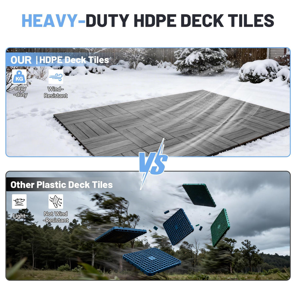 9 Pcs Interlocking Deck Tiles - Outdoor Waterproof Flooring