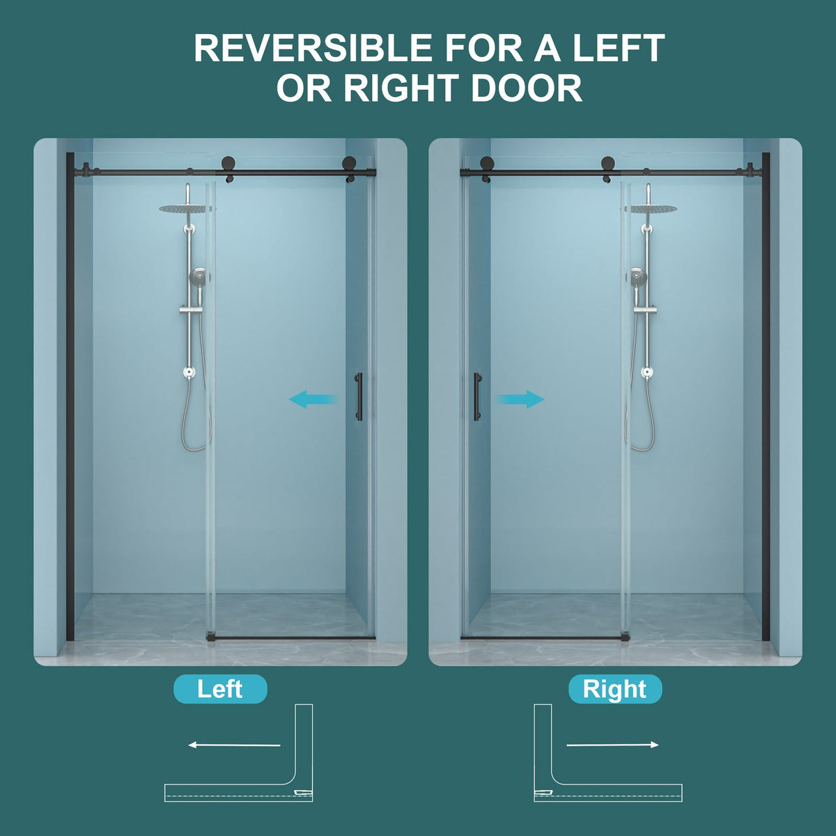 Shower Door 48" W x 76" H Single Sliding Bypass Shower Enclosure