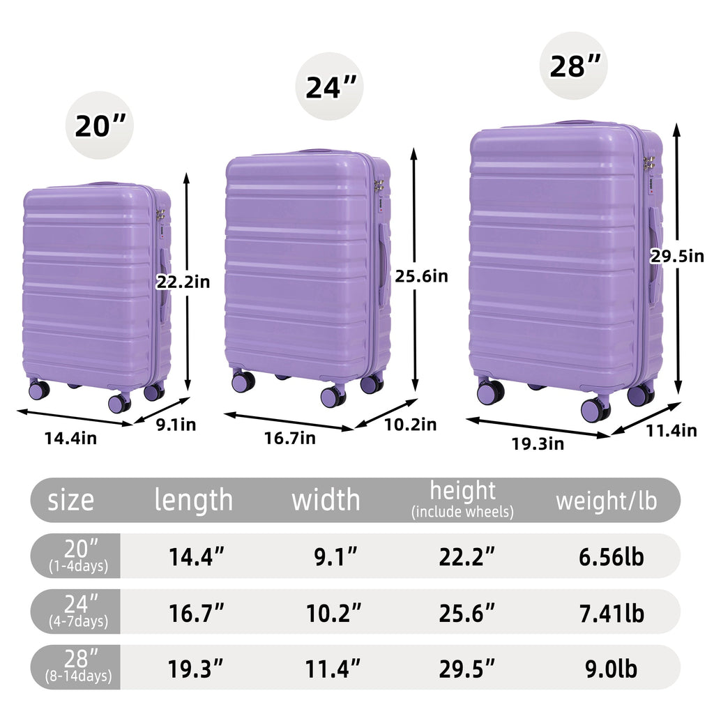 HIFINE TOURIST 20"/24"/28" 3 pcs/set in ABS Spinner Wheel Luggage