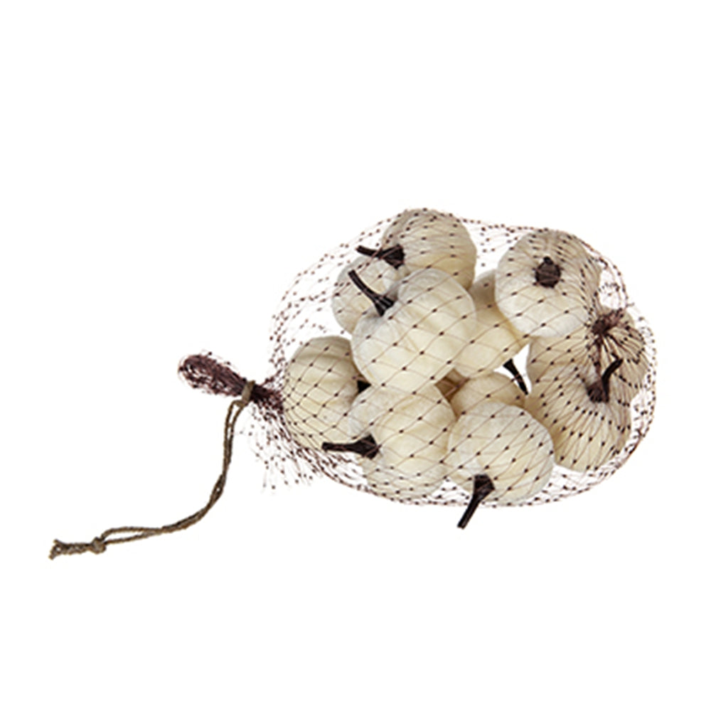 Set of 4 Velvety Pumpkins in Mesh Bag