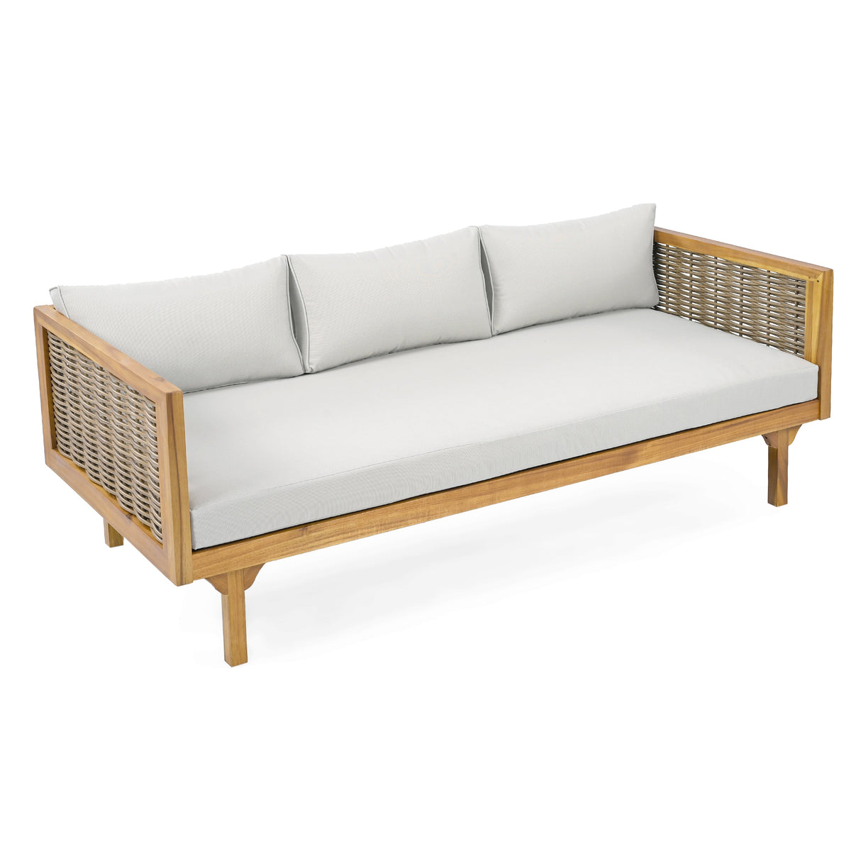 Claremont 3 Seater Daybed With Rattan Arms (Light)