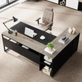71 Inch Executive Desk with Cabinet Storage