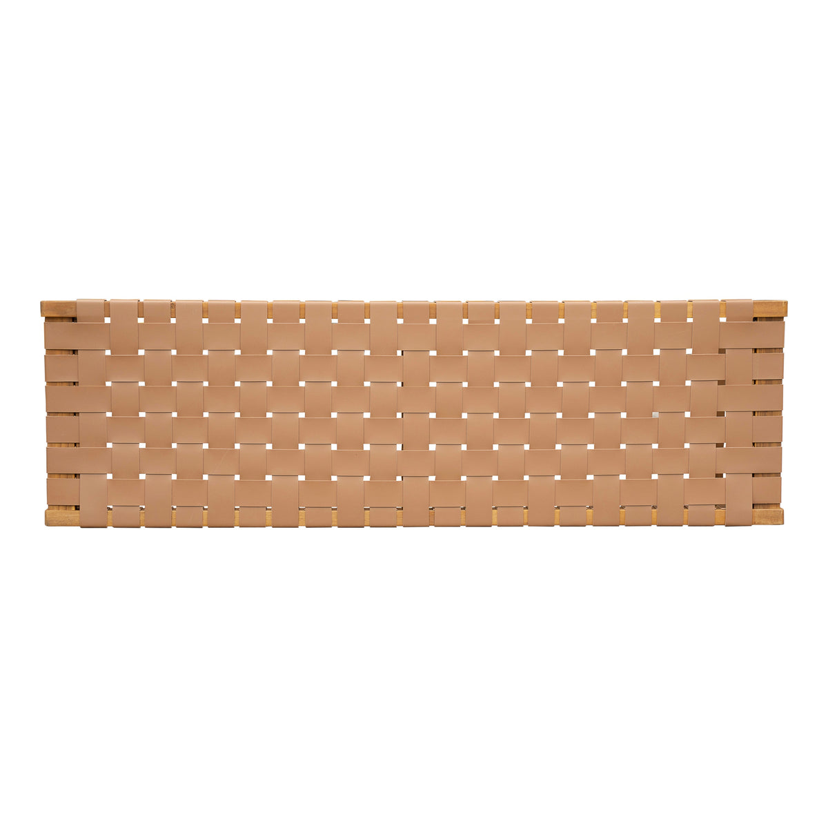 Stylish Acacia Wood Bedroom Bench with Woven PU Leather Seat