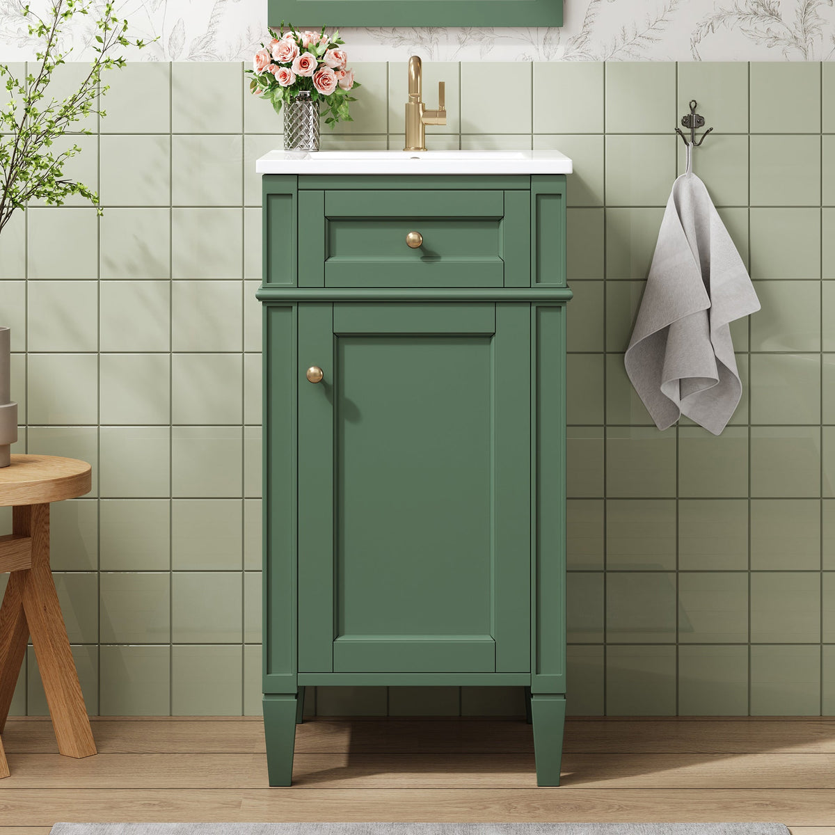 16-Inch Bathroom Vanity with Ceramic Sink