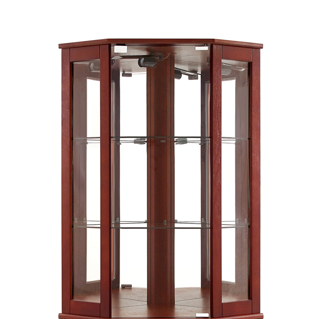 6 Shelf Corner Curio Display Cabinet with Lights and Mirrors
