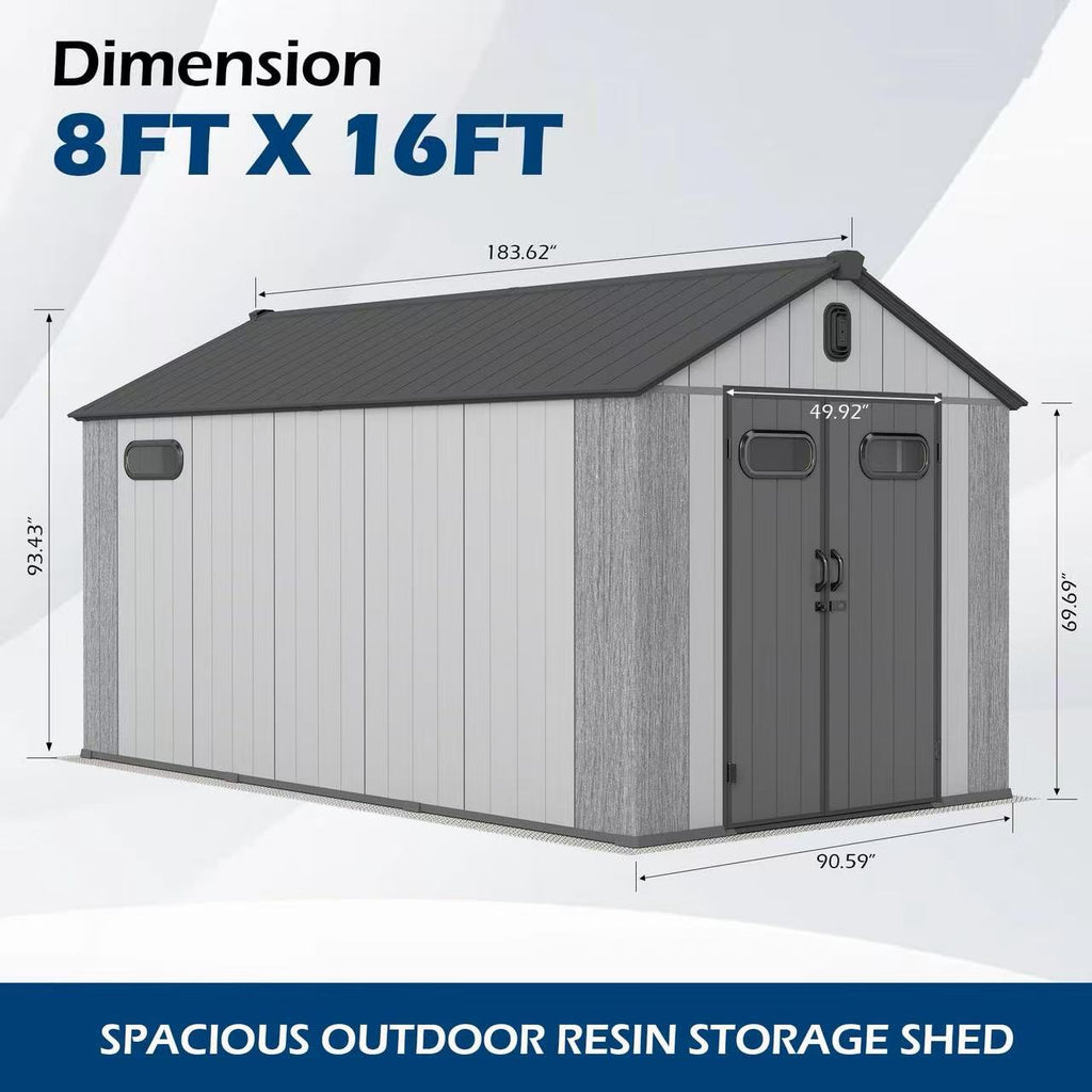 8x16Ft Resin Outdoor Storage Shed
