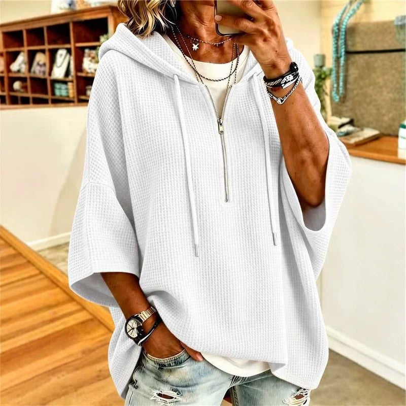 2026 European And American Women's Clothing Amazon Independent Station Knitted New Hooded Sweater Loose Casual Zipper