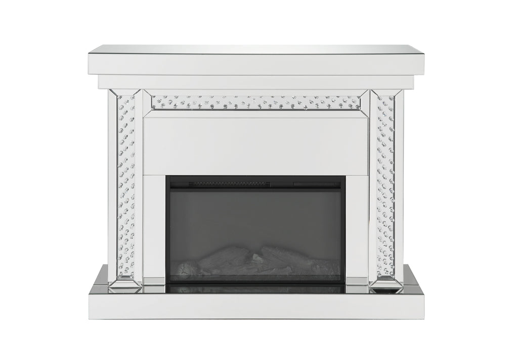 Nysa Mirrored & Faux Crystals Fireplace