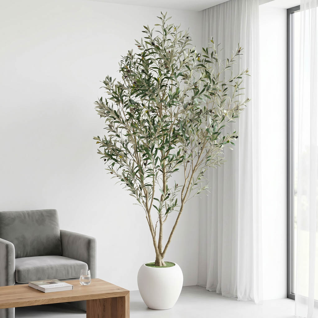 8FT Artificial Olive Tree With Big Decorative Planter