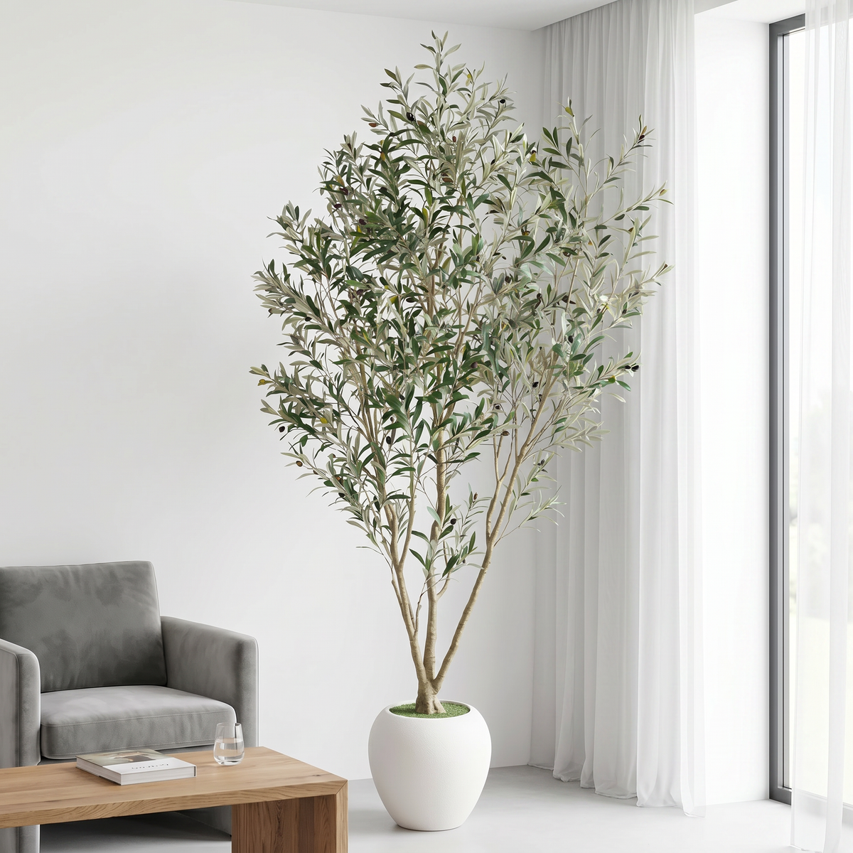 8FT Artificial Olive Tree With Big Decorative Planter