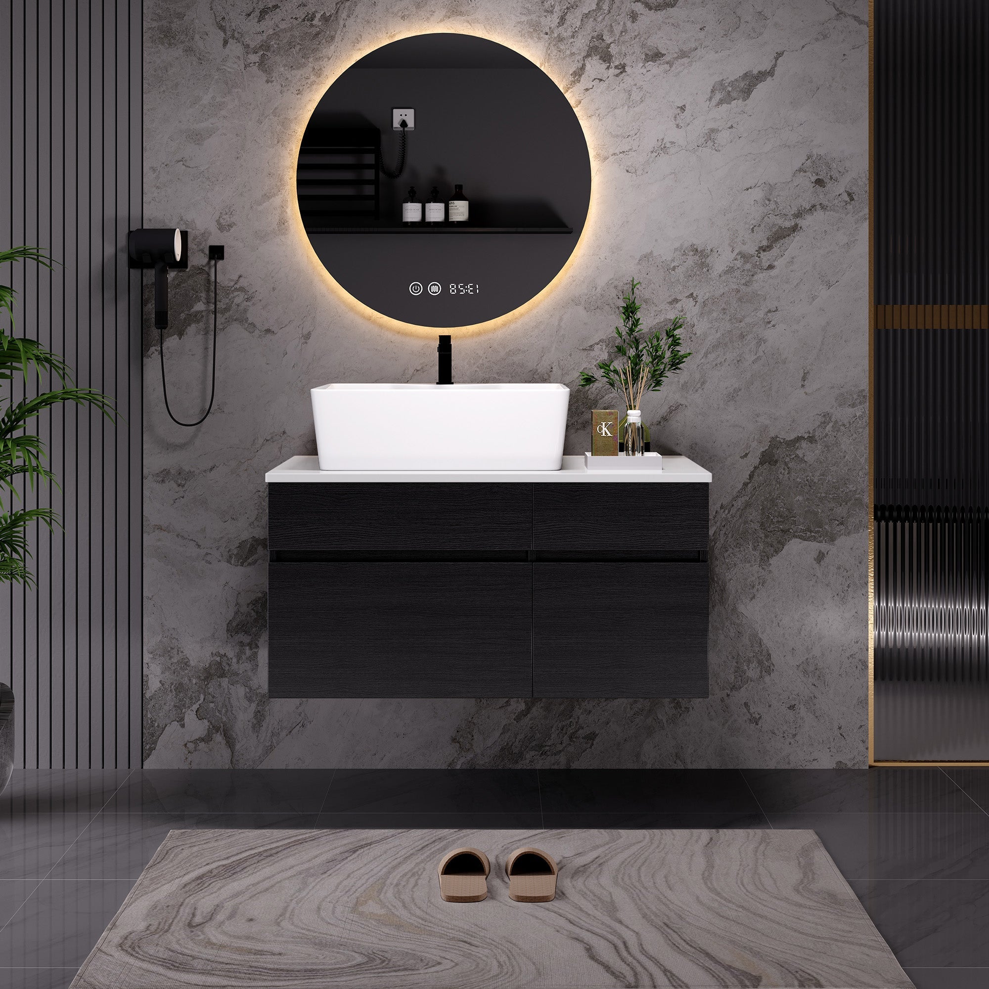 31.5 Inches Floating Single Small Bathroom Vanity with Sink
