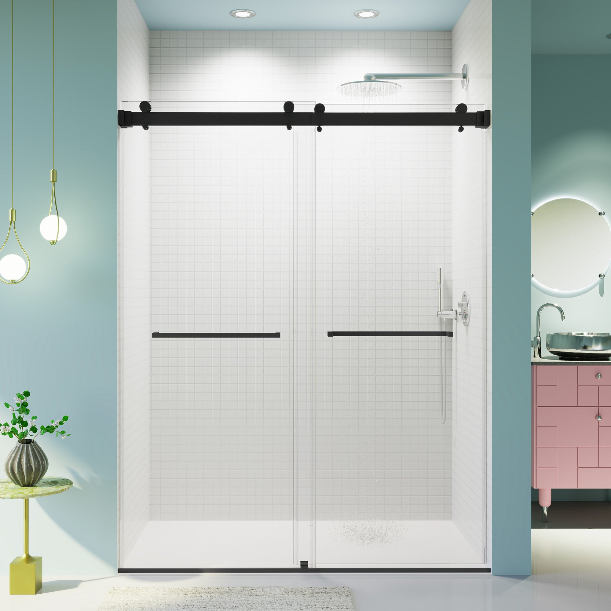Frameless Double Sliding Shower Door (56-60" x 76")