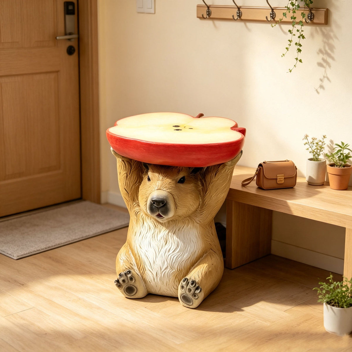 14'' Capybara Holding Apple Slice Stool