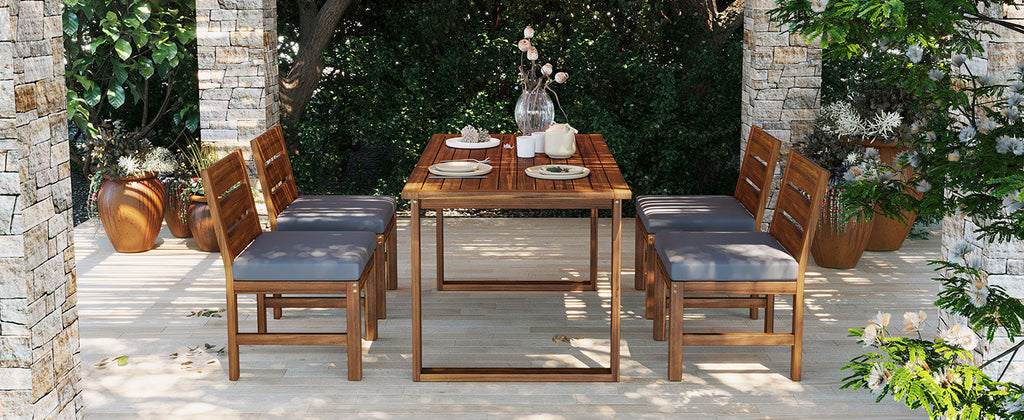 U_STYLE Farmhouse 5-Piece Outdoor Patio Dining Set