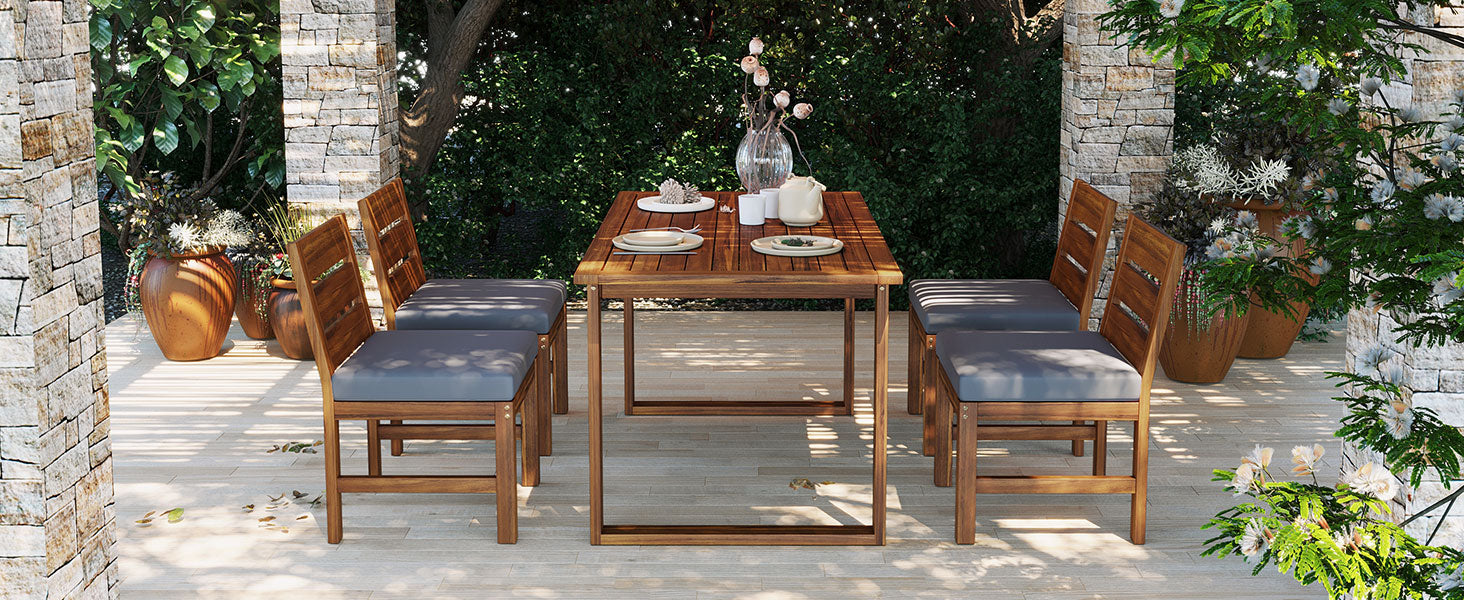 U_STYLE Farmhouse 5-Piece Outdoor Patio Dining Set