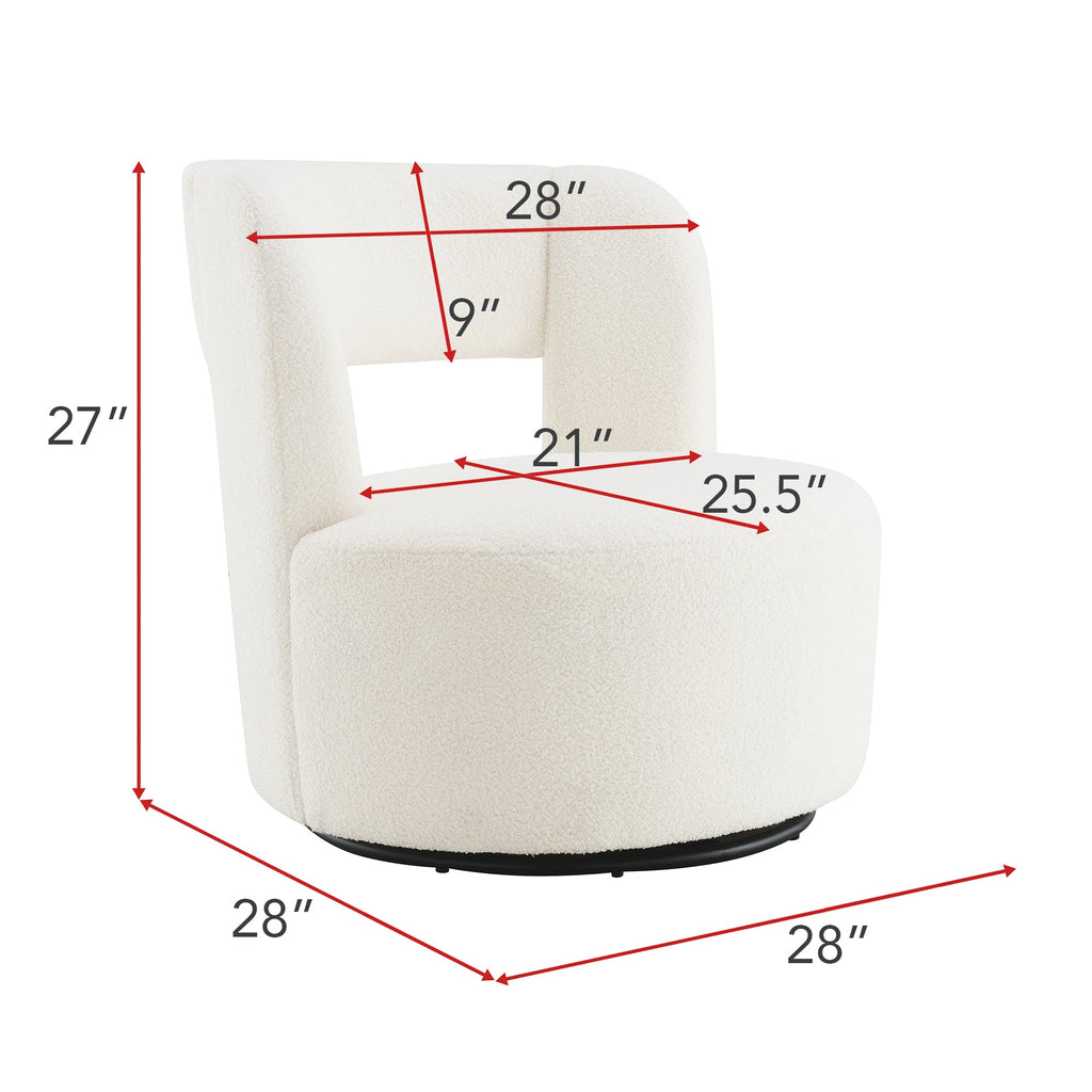 Swivel Barrel Chair with Soft Teddy Fabric