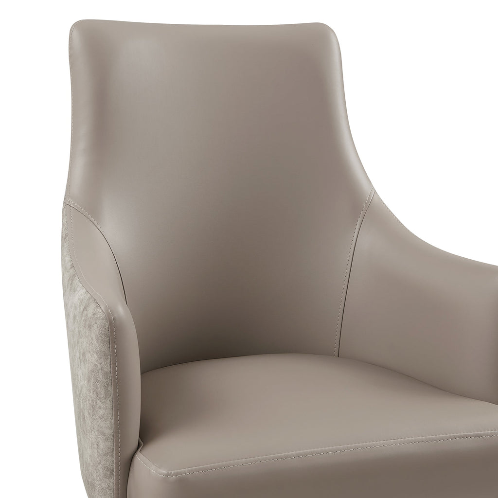 Connie Wood Vegan Leather and Velvet Armchair