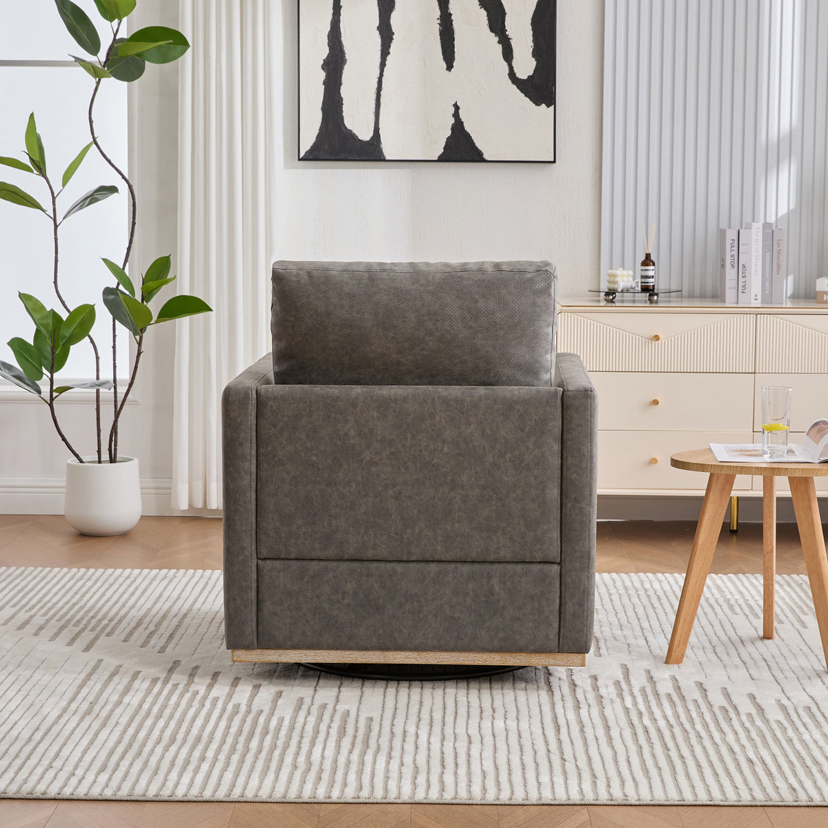 30.7"W Upholstered Square Swivel Accent Chair