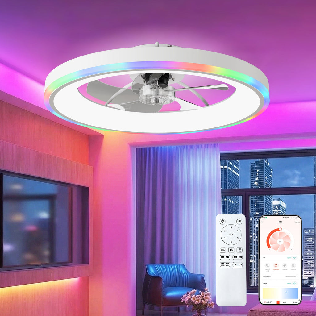 23.6" Modern RGB Ceiling Fan with Lights