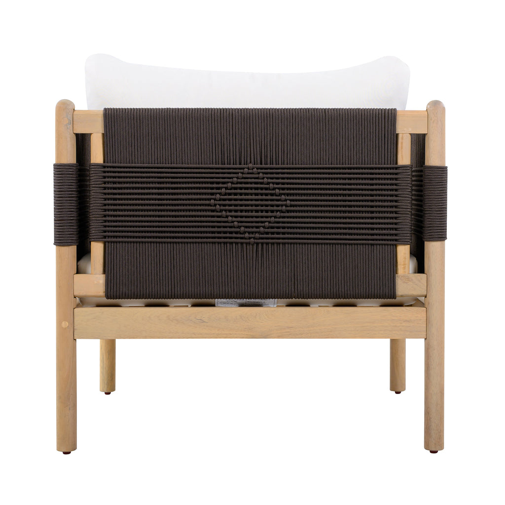 Outdoor Acacia Wood Club Chair with Diamond Rope Weave & Cushions