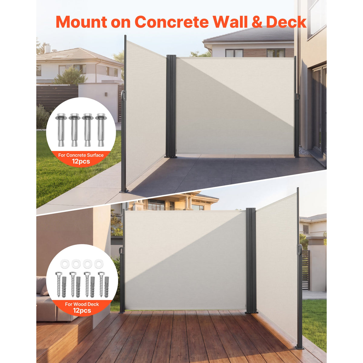 Retractable Side Awning, 71" x 236"