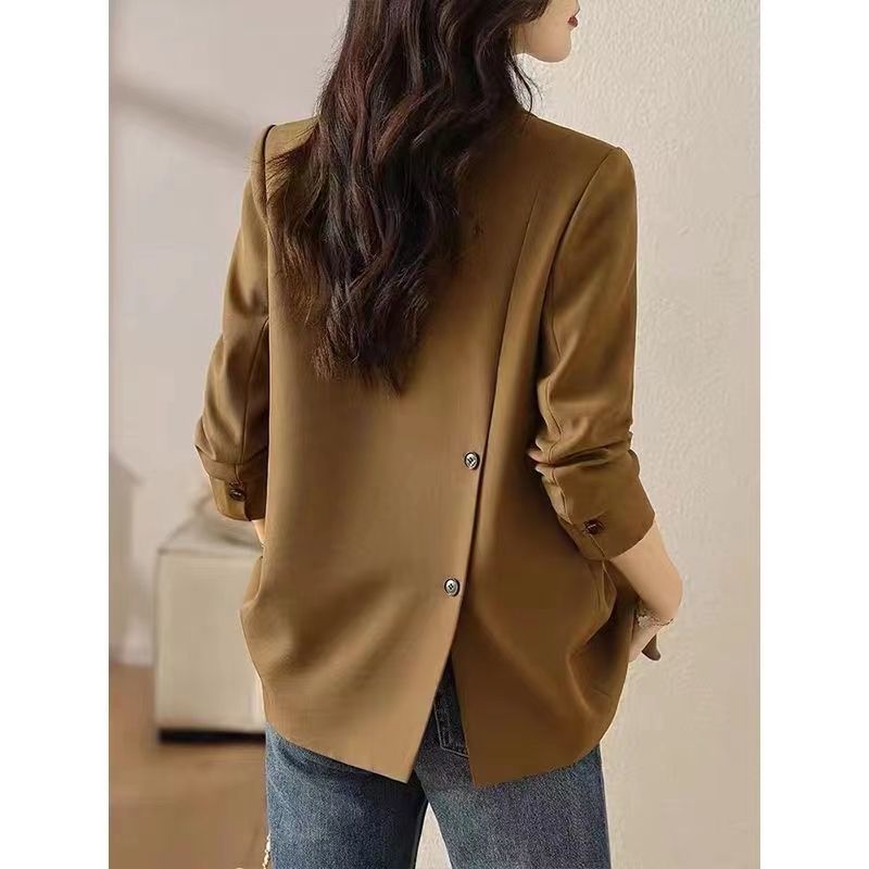 Womens Elegant Slit Blazer With Shoulder Pads