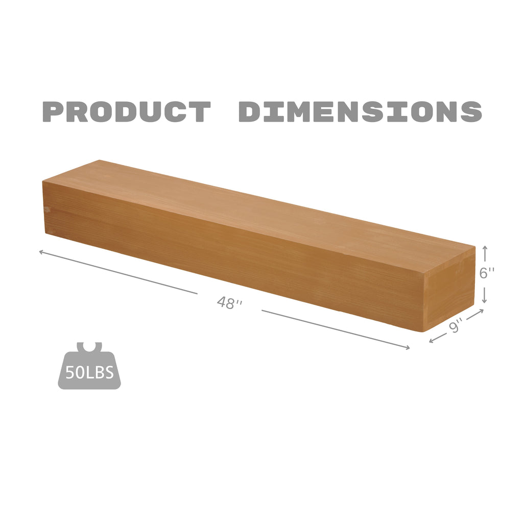 48" Fireplace Mantel Fir Wood Wall-Mounted & Floating Shelf