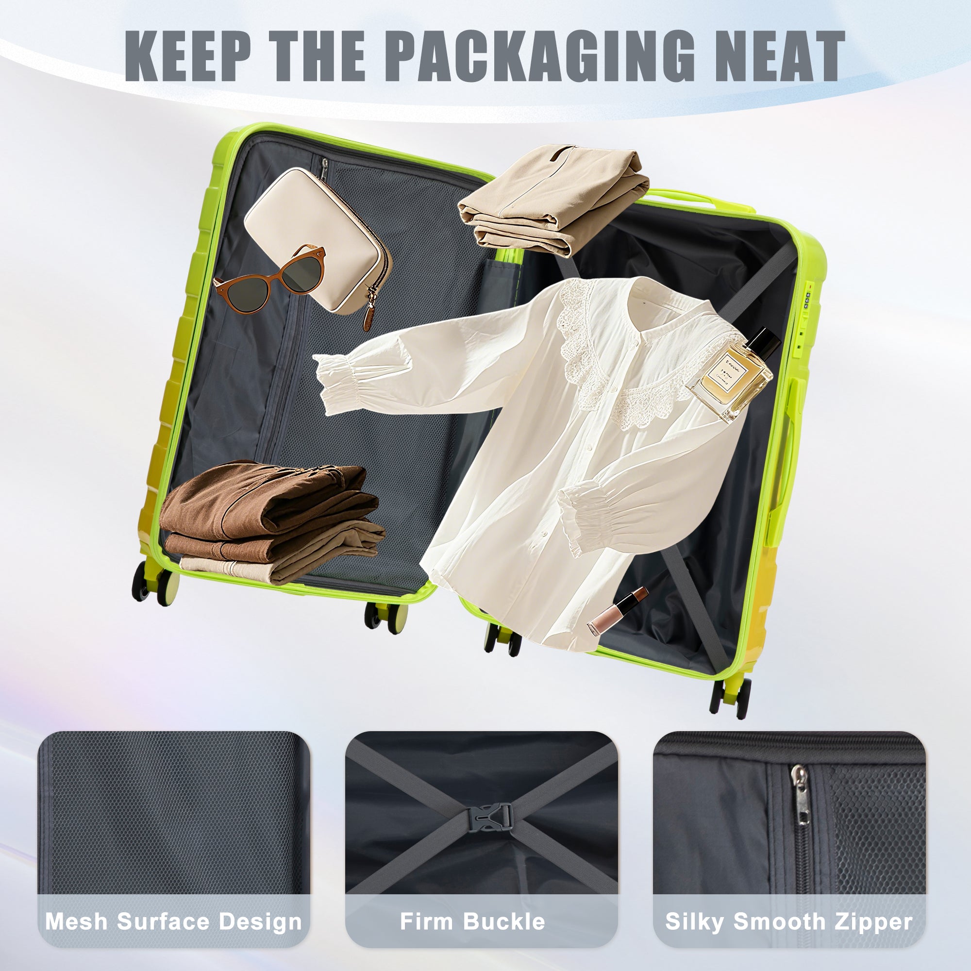 3-Piece Gradient Color Spinner Wheel Luggage Set