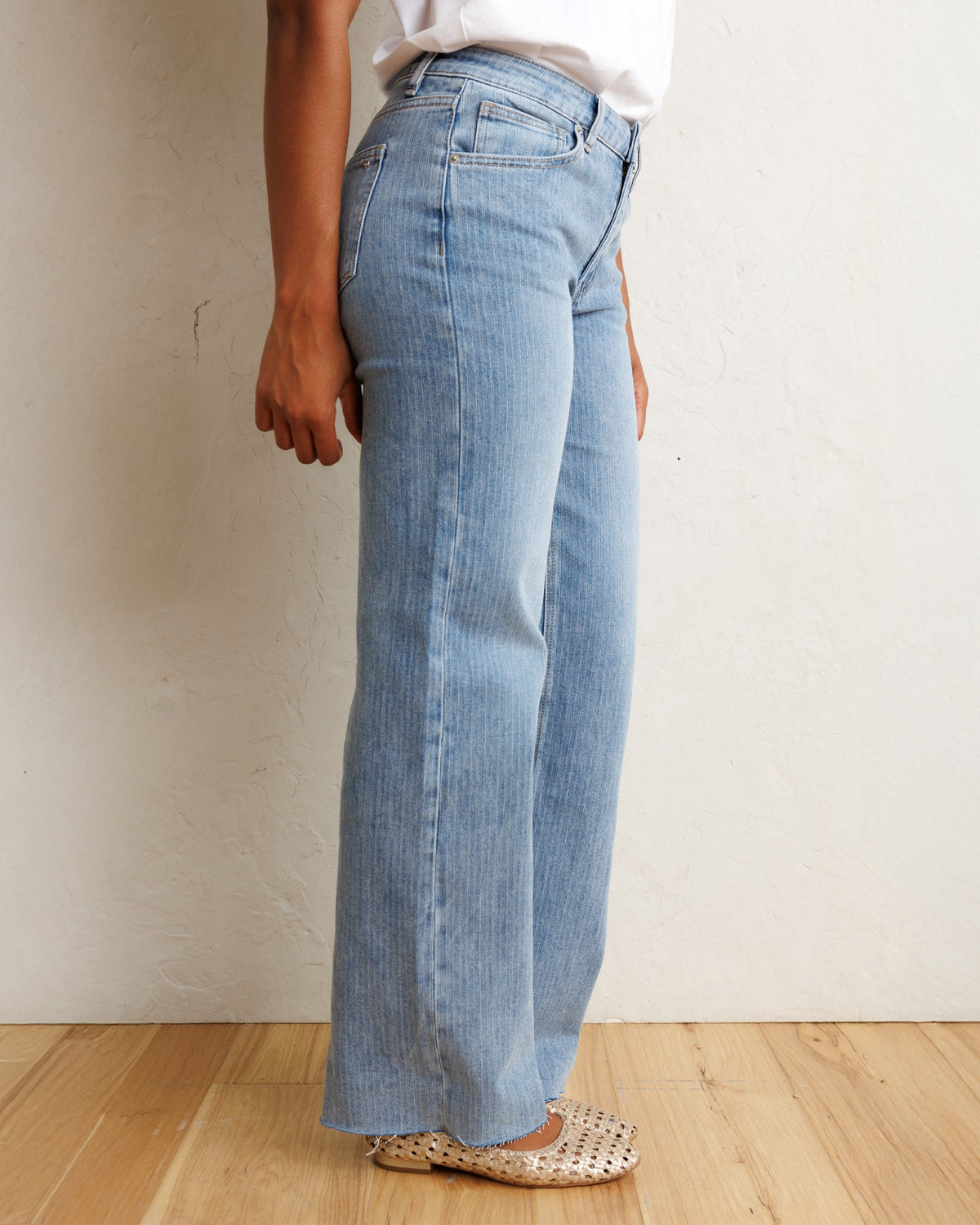 Mid-Rise Wide Stripe Jeans
