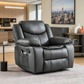 Grey Air Leather Recliner Chair With Vibration And Heating
