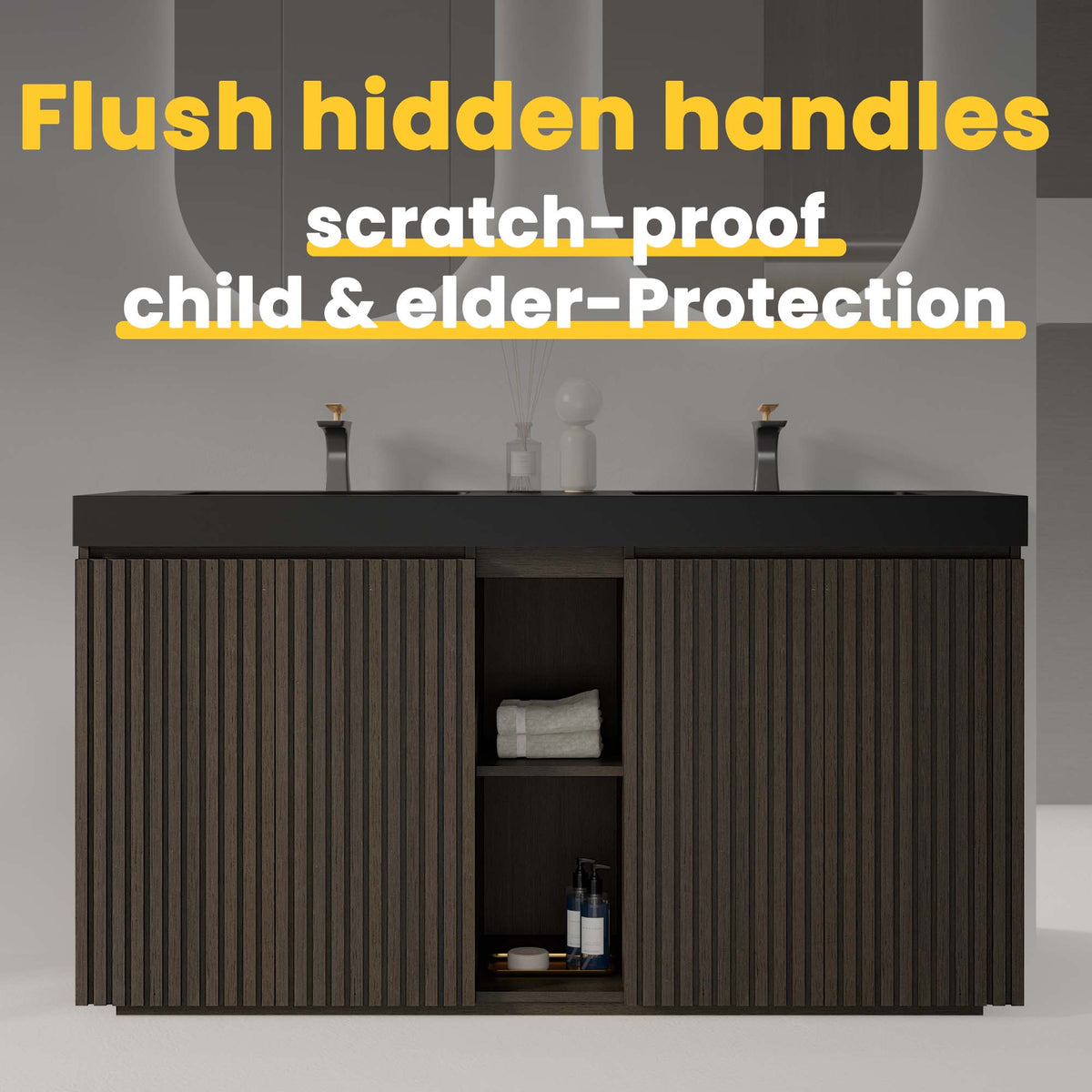 Galan 60" Smoked Bathroom Vanity