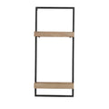 12" x 6" x 27" Iron and Wood Wall Shelf With Two Shelves