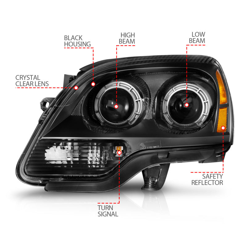 Anzo 99-17 GMC Sierra/Denali Headlights Chrome Amber (w/C Light Bars) 111523