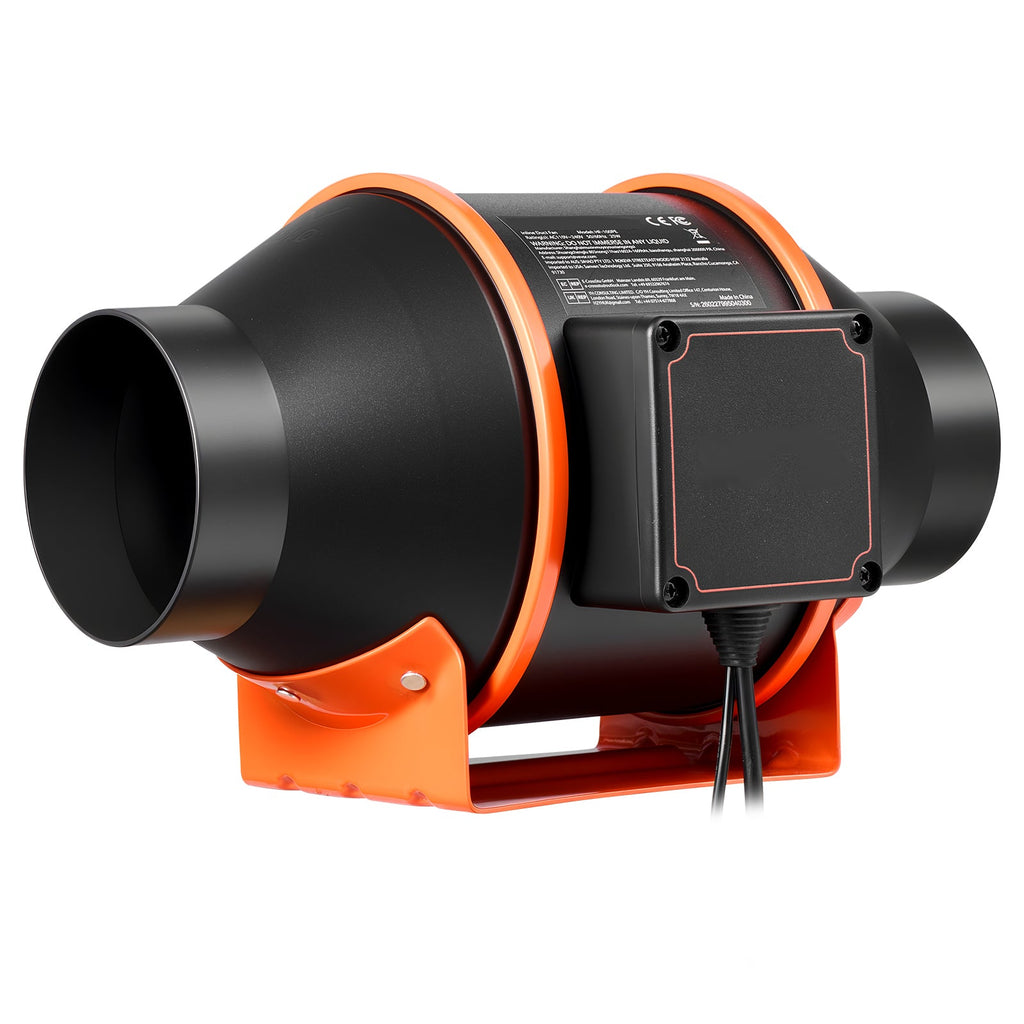 Inline Duct Fan, 205 CFM 4 Inch EC Motor