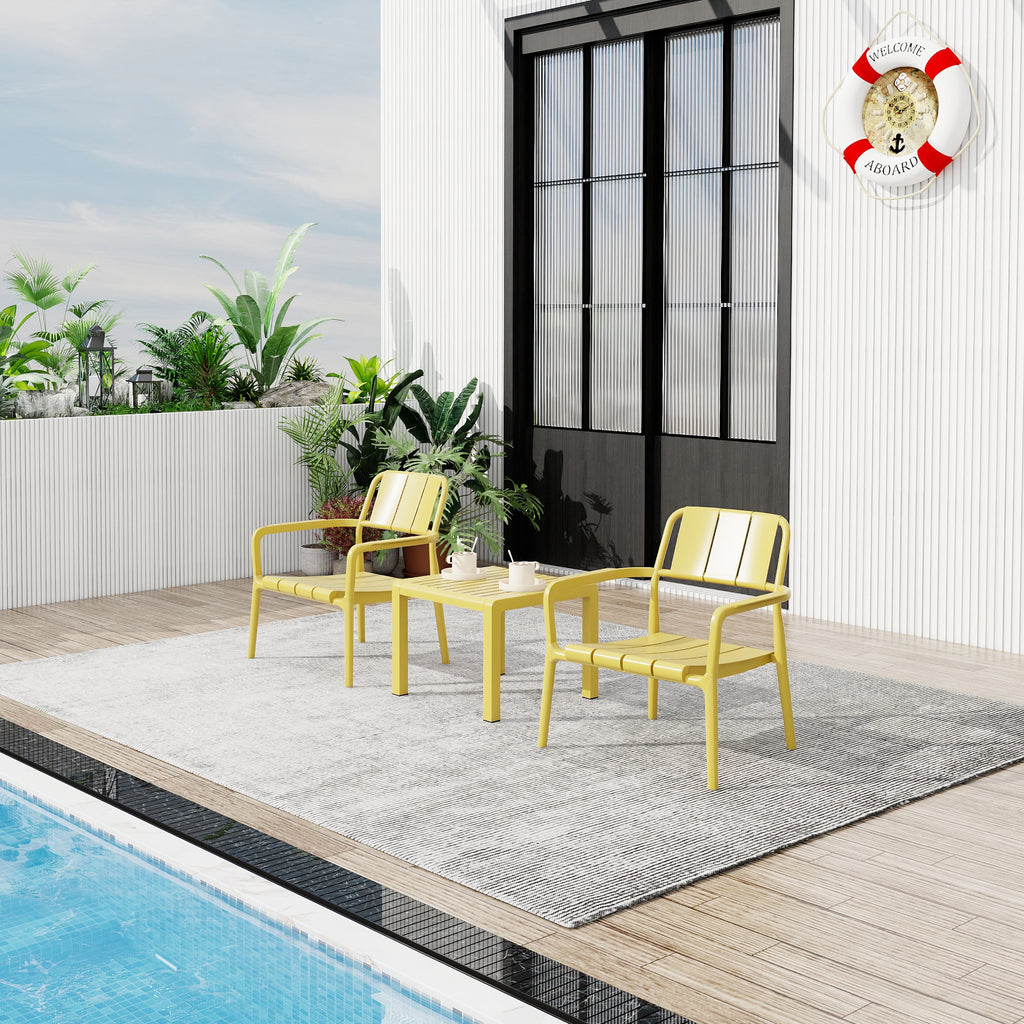 Summer 2-Piece PP Single-Seater Chairs + Coffee Table Set