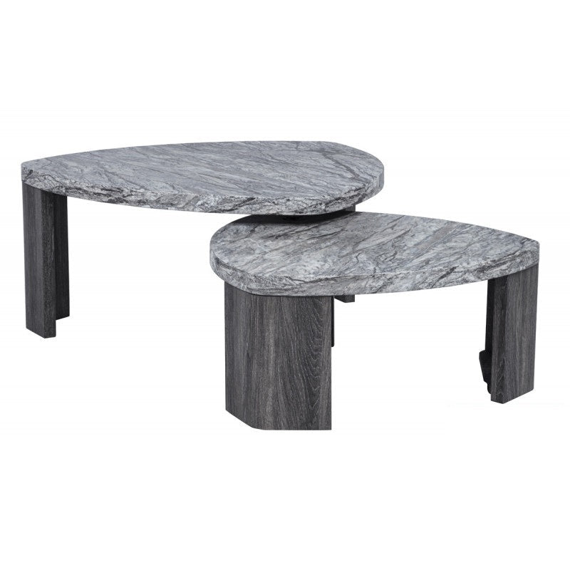 Granite Gray Marble-Look Coffee Table Set
