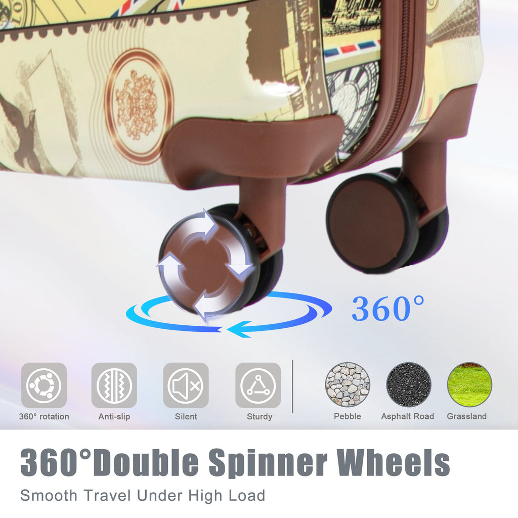 3-Piece PC Spinner Wheel Luggage Set (City Stamps)