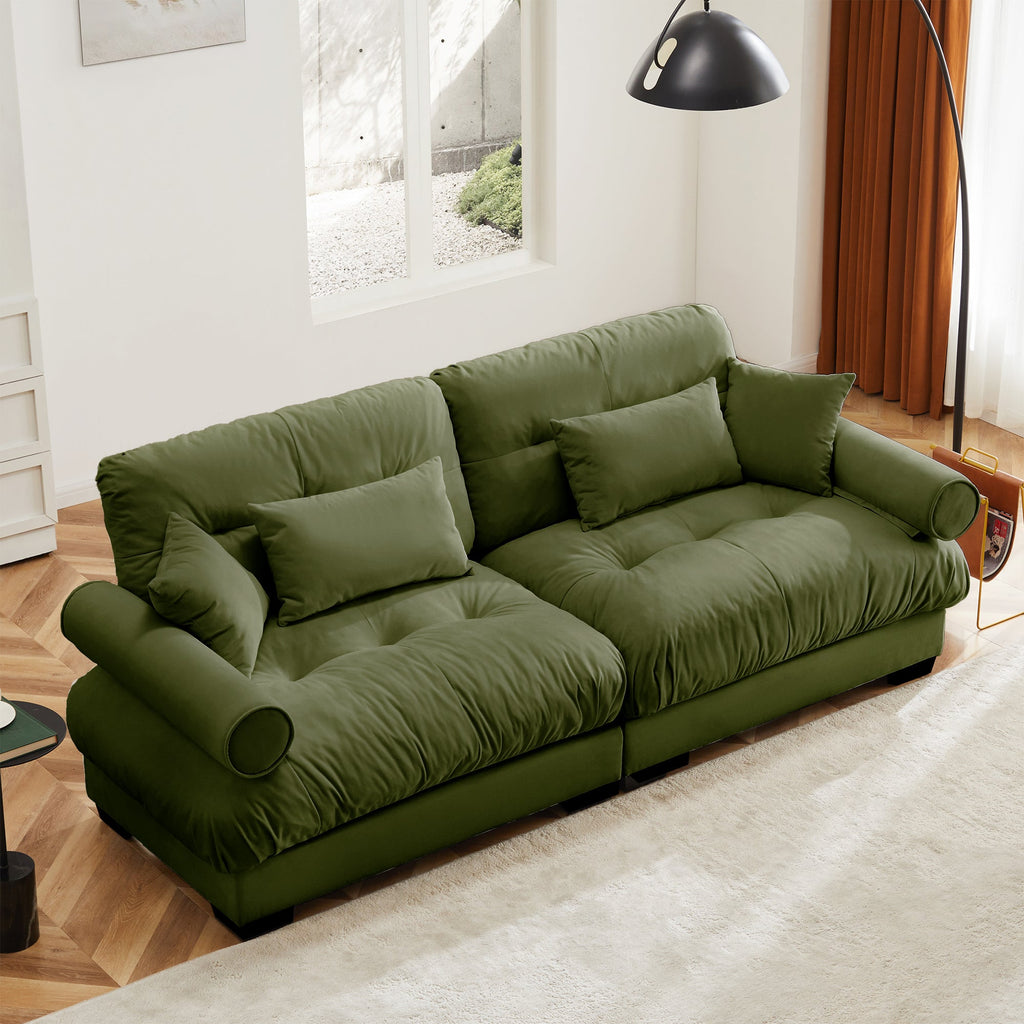 Large Size Modern Two-Seater Sofa with Bolstered Armrests