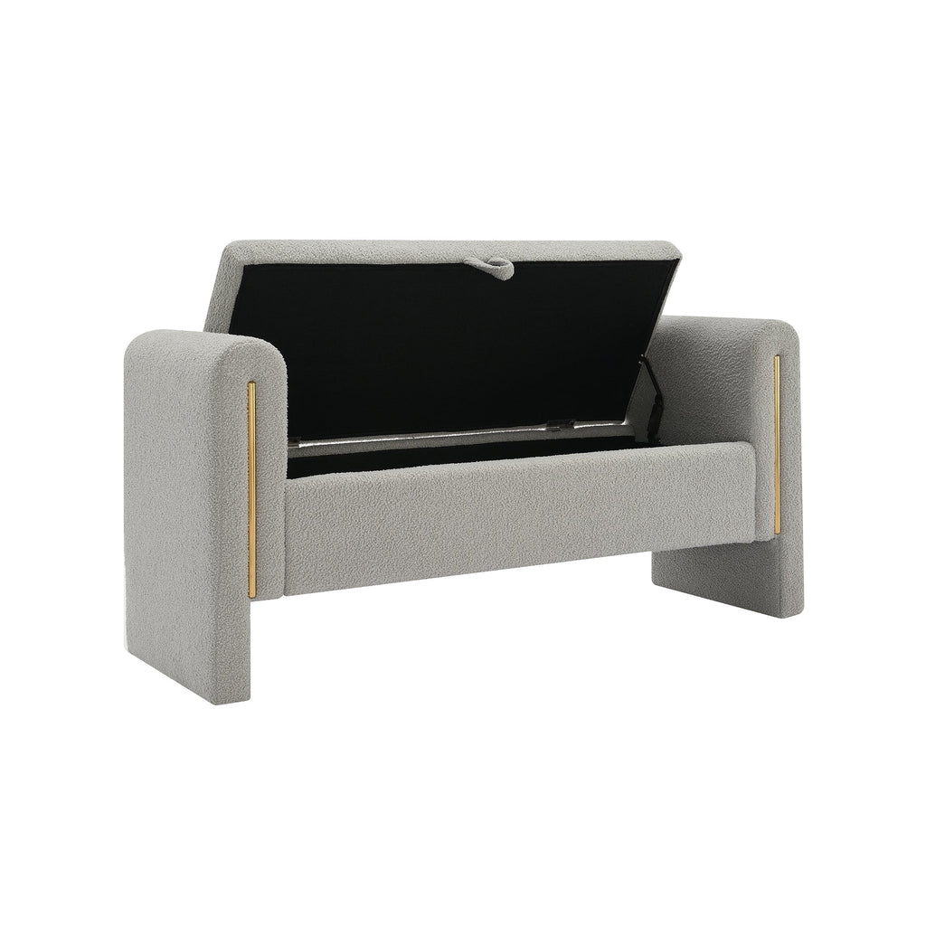 Modern Teddy Bed End Bench with Arms and Storage