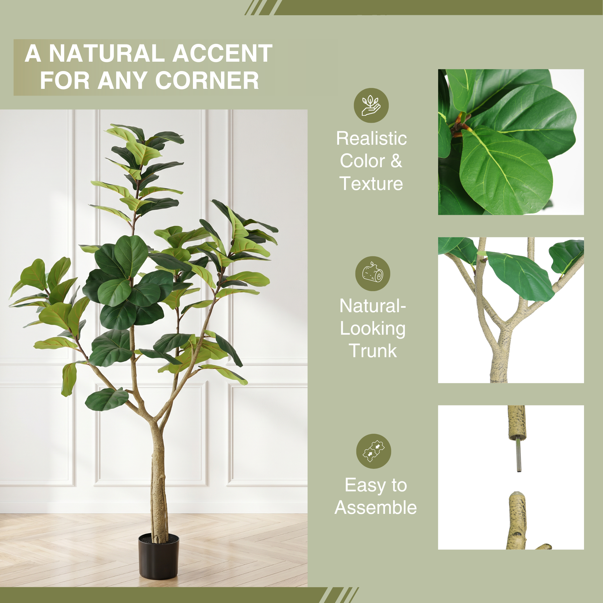 6FT Artificial Fiddle Leaf Fig Tree