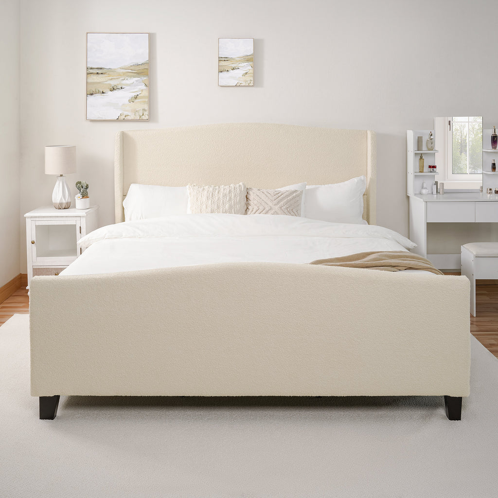 King Size Bed Frame with Upholstered Headboard