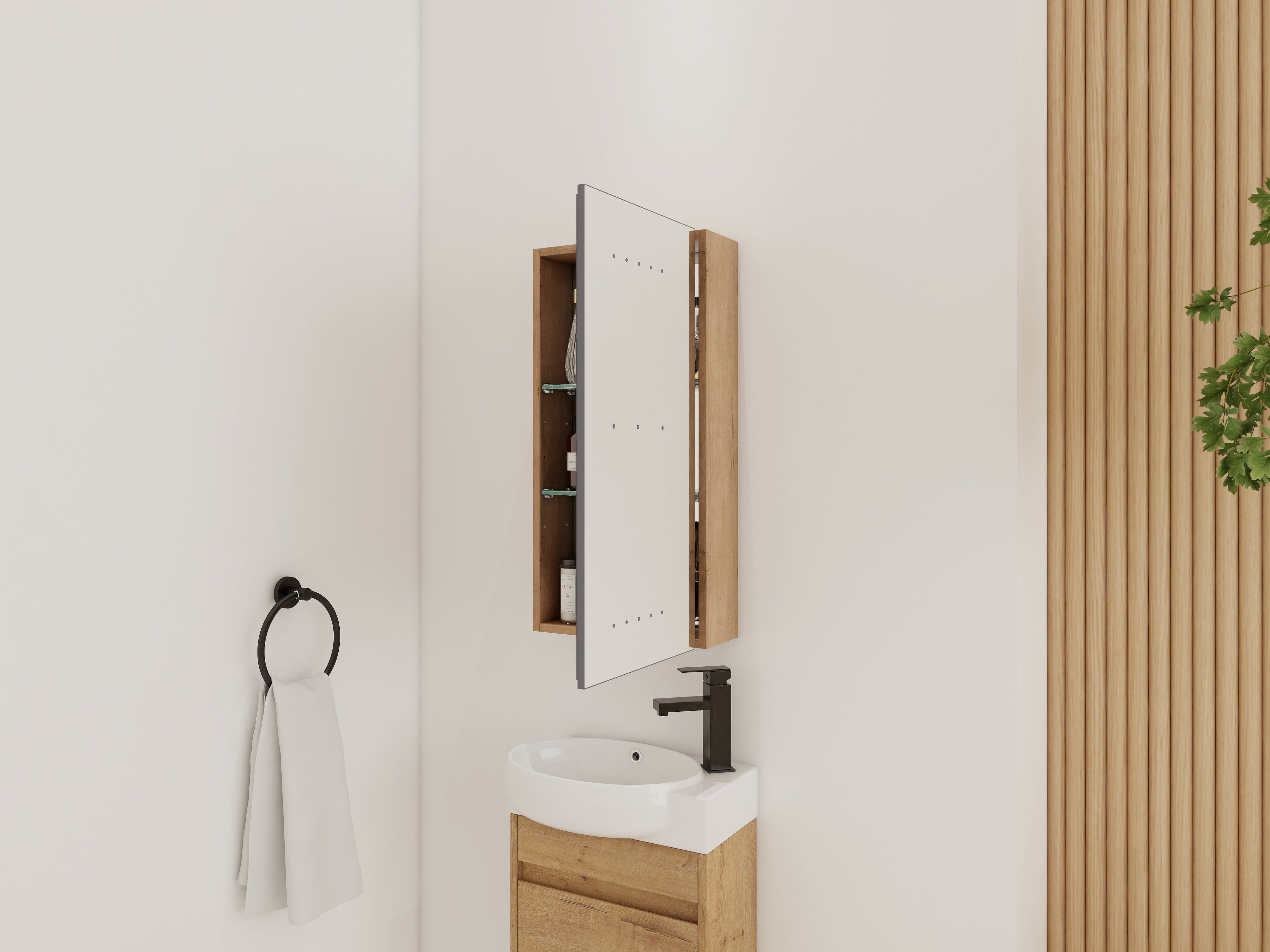 14" Bathroom Mirror Cabinet with Storage