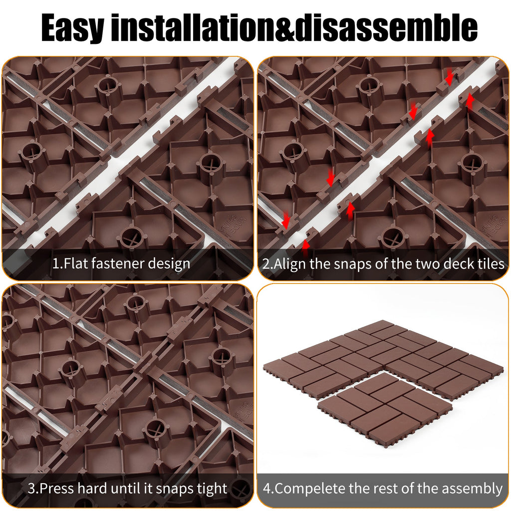 Plastic Interlocking Decking Tiles - 44 Packs