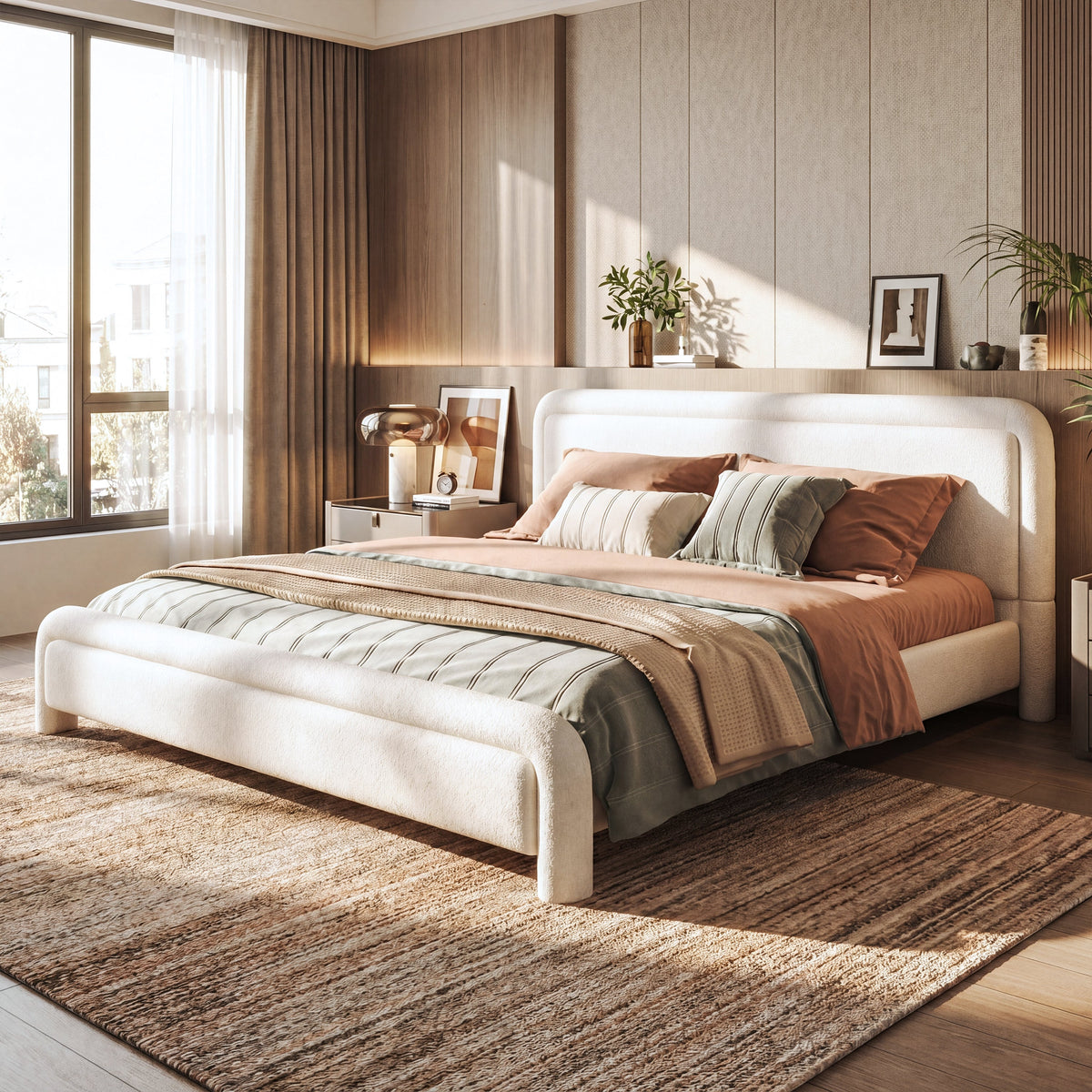 King Size Upholstered Platform Bed Frame