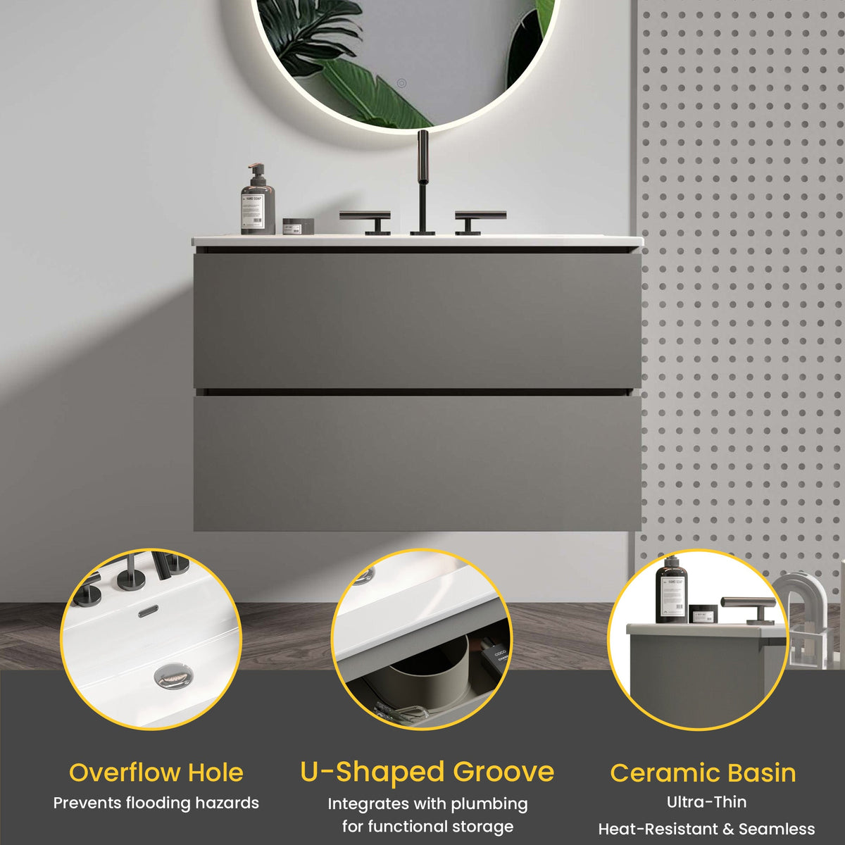 TIA 30" Wall Mount Space Bathroom Vanity