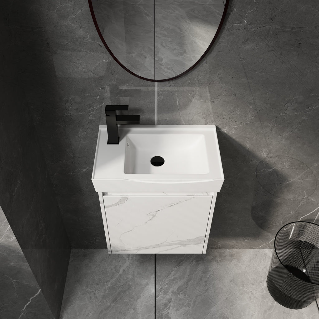 20" Wall-Mounted Bathroom Vanity with Ceramic Sink