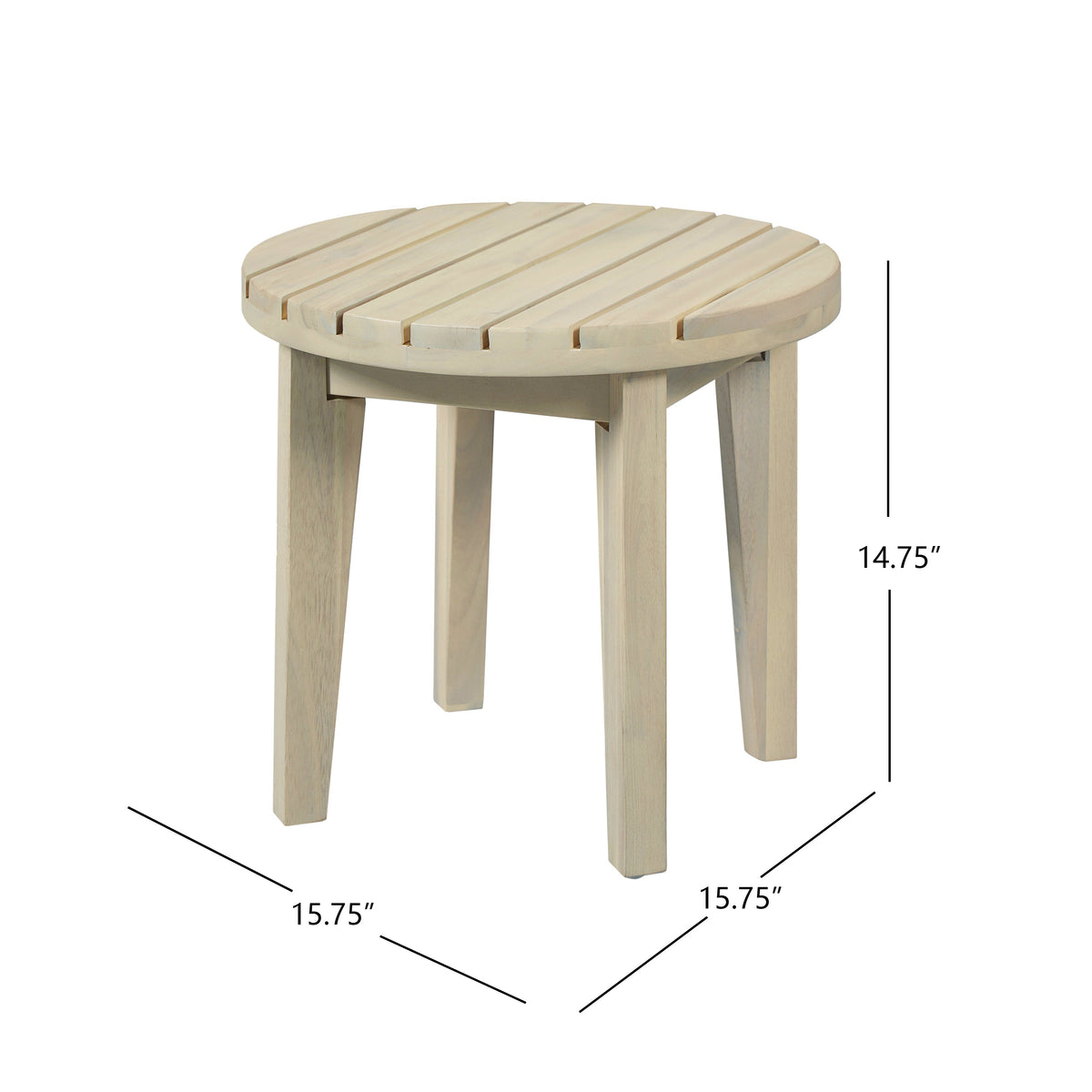 Outdoor 16" Square Acacia Wood Side Table - Light